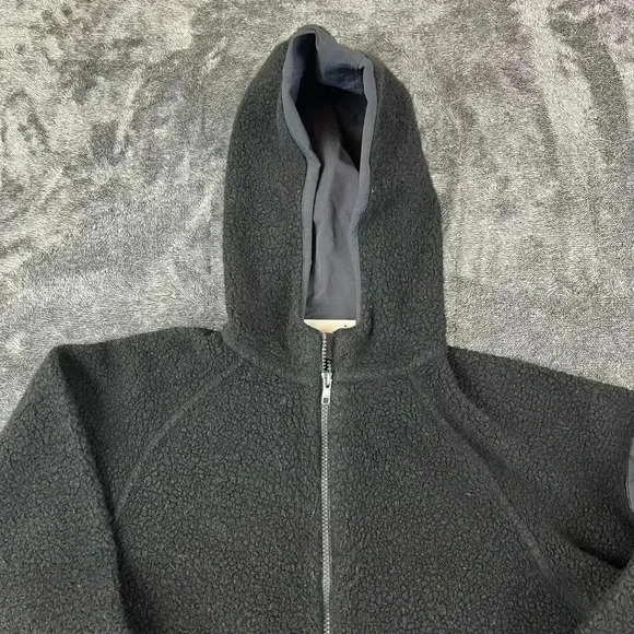 SOLD Outdoor Voices Mega Fleece Wool Blend Hoodie Sweater 1/2 Zip Sz S Black - Picture 2 of 11